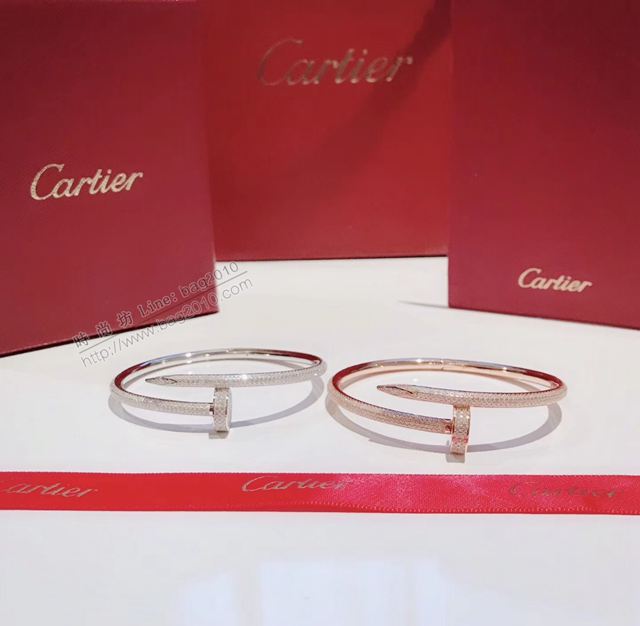 Cartier首飾 卡地亞釘子系列 S925純銀材質 滿鑽釘子手鐲  zgk1402